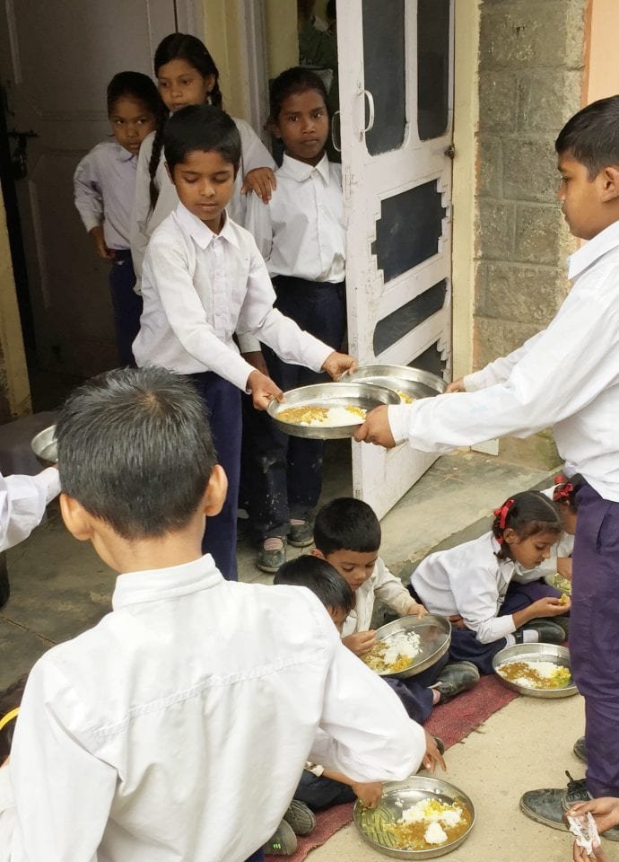 serving food